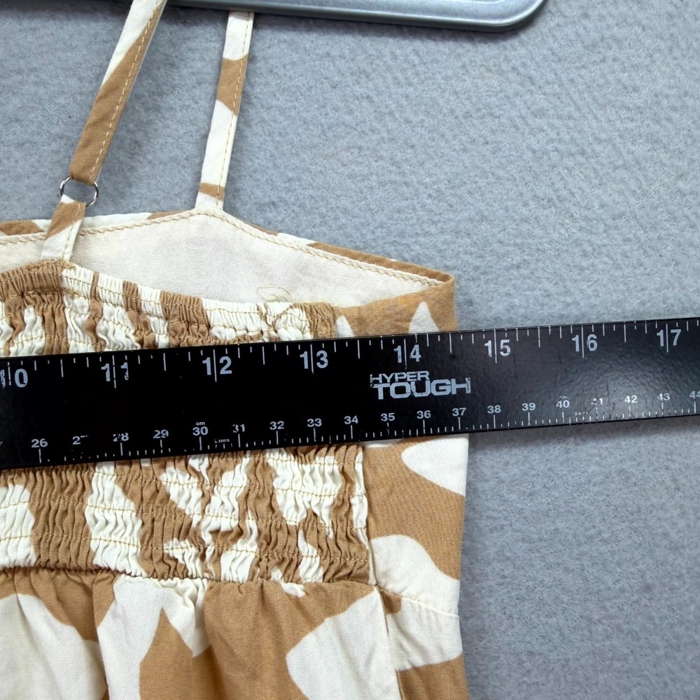Abel the Label Slip Dress Womens M Brown White Floral Ruffle Hem Spaghetti Strap - Picture 7 of 11